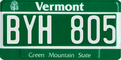 VT license plate BYH805