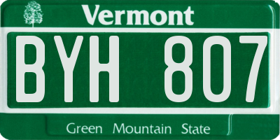 VT license plate BYH807