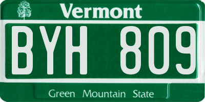 VT license plate BYH809