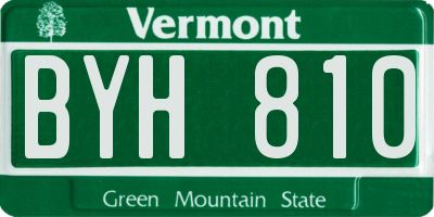 VT license plate BYH810