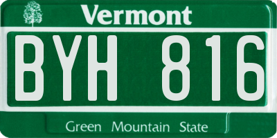 VT license plate BYH816