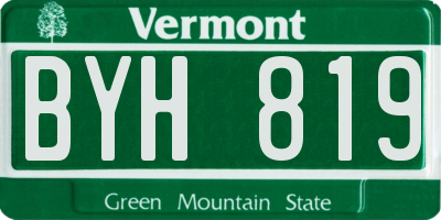 VT license plate BYH819