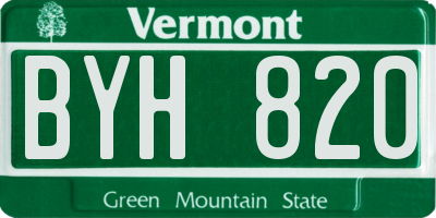 VT license plate BYH820
