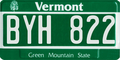 VT license plate BYH822
