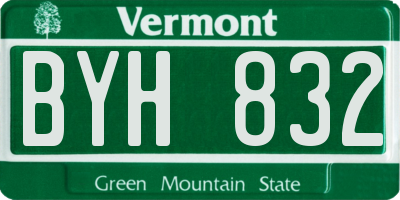 VT license plate BYH832