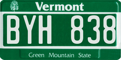 VT license plate BYH838