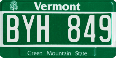 VT license plate BYH849