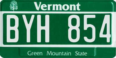 VT license plate BYH854