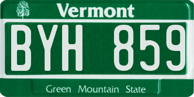 VT license plate BYH859