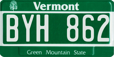 VT license plate BYH862