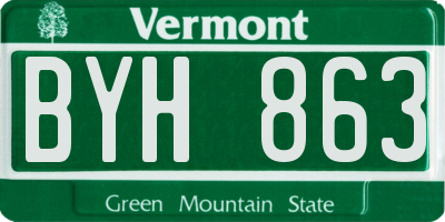VT license plate BYH863