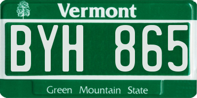 VT license plate BYH865