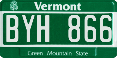VT license plate BYH866