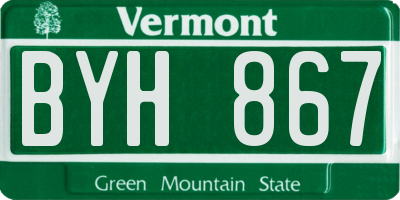 VT license plate BYH867