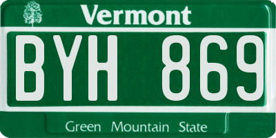 VT license plate BYH869