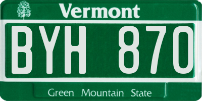 VT license plate BYH870
