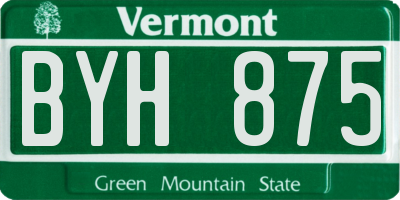 VT license plate BYH875