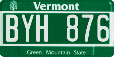 VT license plate BYH876