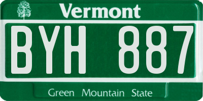 VT license plate BYH887