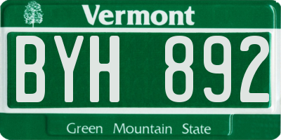 VT license plate BYH892