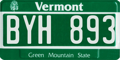 VT license plate BYH893