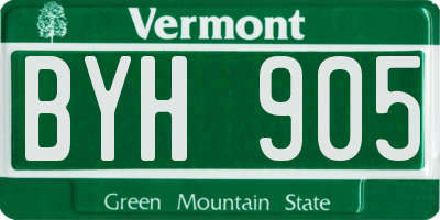 VT license plate BYH905