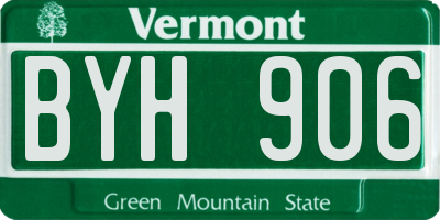 VT license plate BYH906