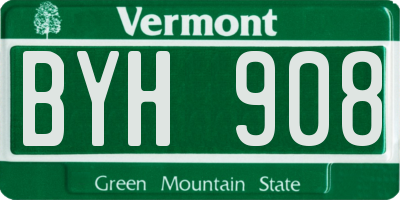 VT license plate BYH908