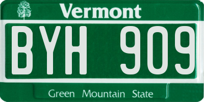 VT license plate BYH909