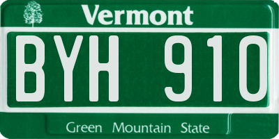 VT license plate BYH910