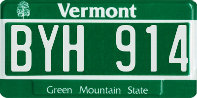 VT license plate BYH914