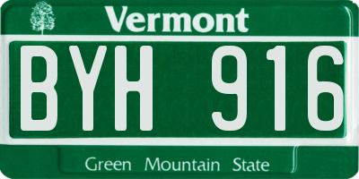 VT license plate BYH916
