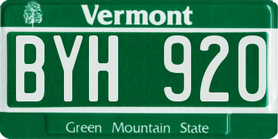 VT license plate BYH920