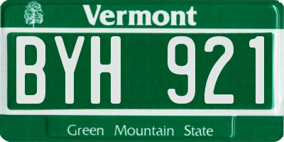 VT license plate BYH921