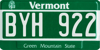 VT license plate BYH922