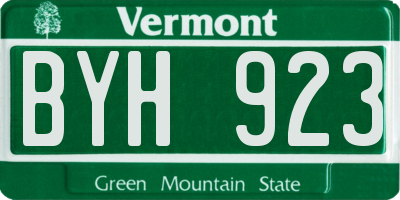 VT license plate BYH923