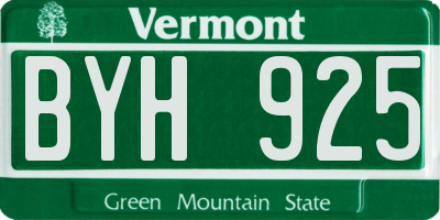 VT license plate BYH925