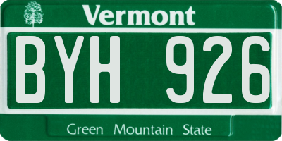 VT license plate BYH926
