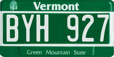 VT license plate BYH927