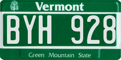 VT license plate BYH928