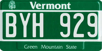 VT license plate BYH929