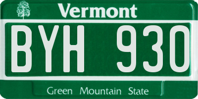 VT license plate BYH930