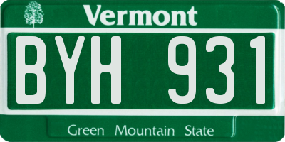 VT license plate BYH931