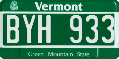 VT license plate BYH933