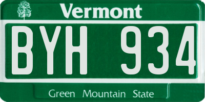 VT license plate BYH934