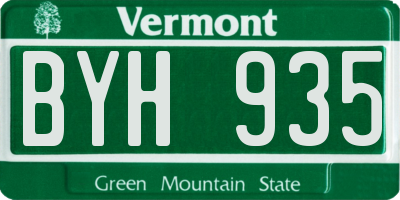 VT license plate BYH935