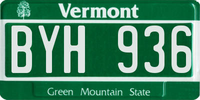 VT license plate BYH936