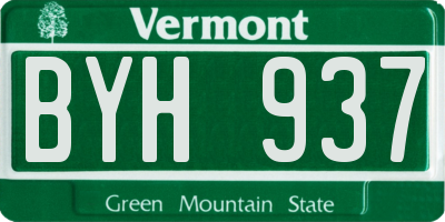 VT license plate BYH937