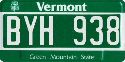 VT license plate BYH938