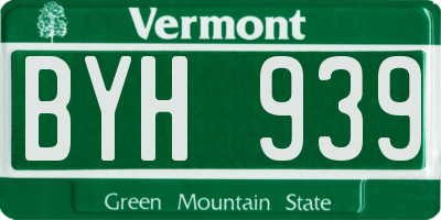 VT license plate BYH939
